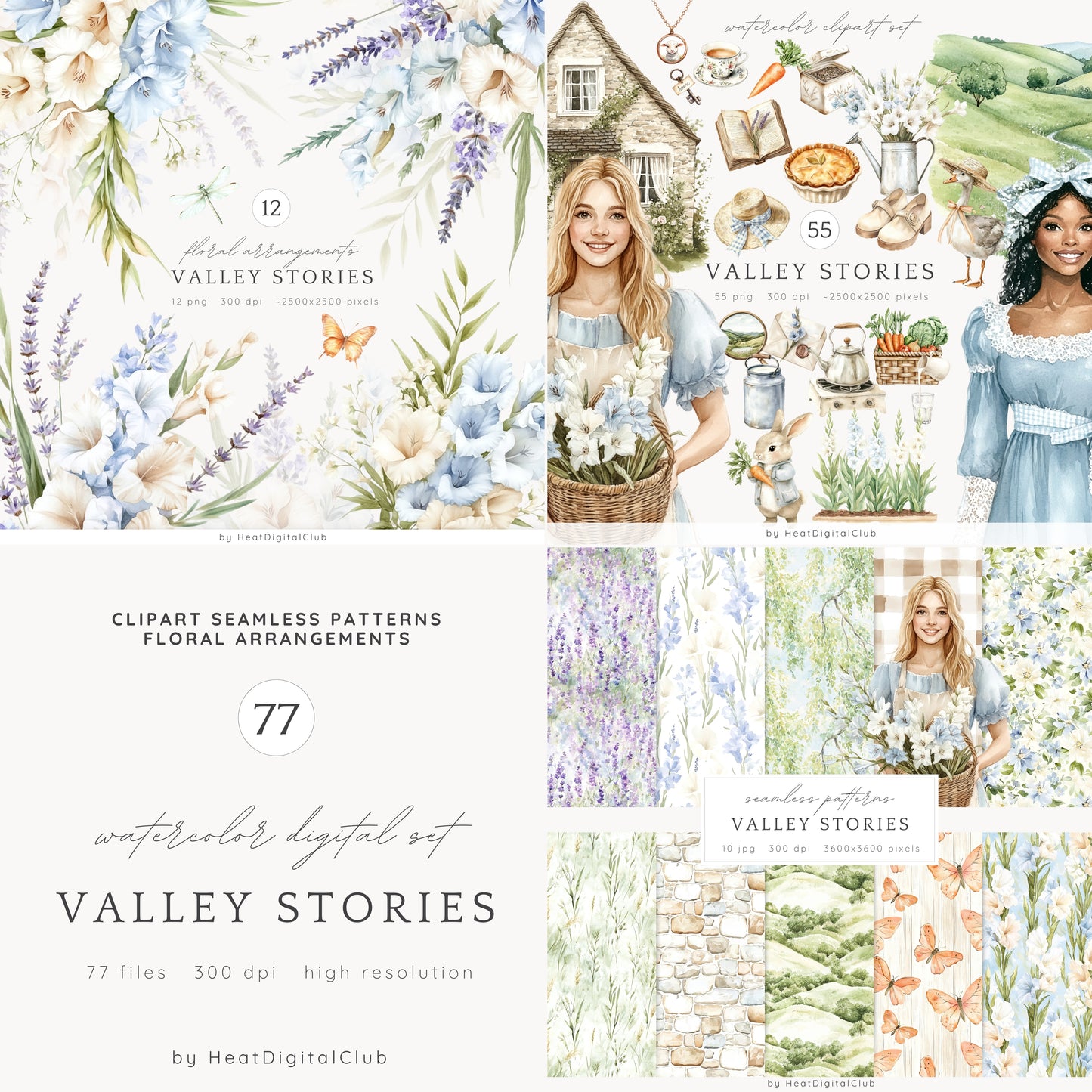Valley Stories - Collection Bundle, Summer Countryside, Bunny, Rustic | 77 PNG/JPEG