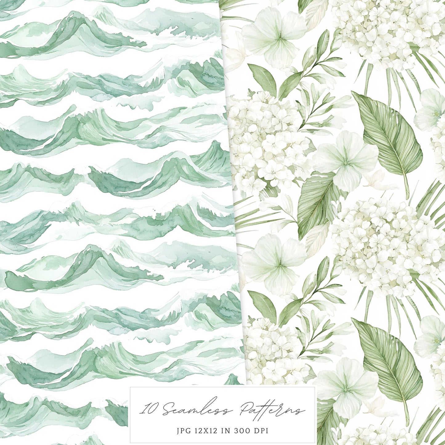 Coastal Serenity - Seamless Patterns, Beach, Neutral, Summer | 10 JPEG