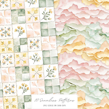 Viva Mexico - Seamless Patterns, Cinco de May, Floral | 10 JPEG