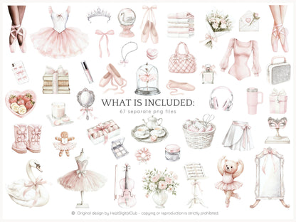 Ballet Grace - Pink Ballerina Clipart Set | 67 PNG