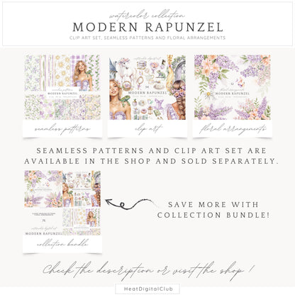 Modern Rapunzel - Floral Arrangements ClipArt, Lilac Flowers | 12 PNG