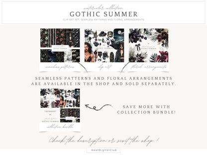 Gothic Summer - Goth Beach Time Clipart, Creepy | 60 PNG