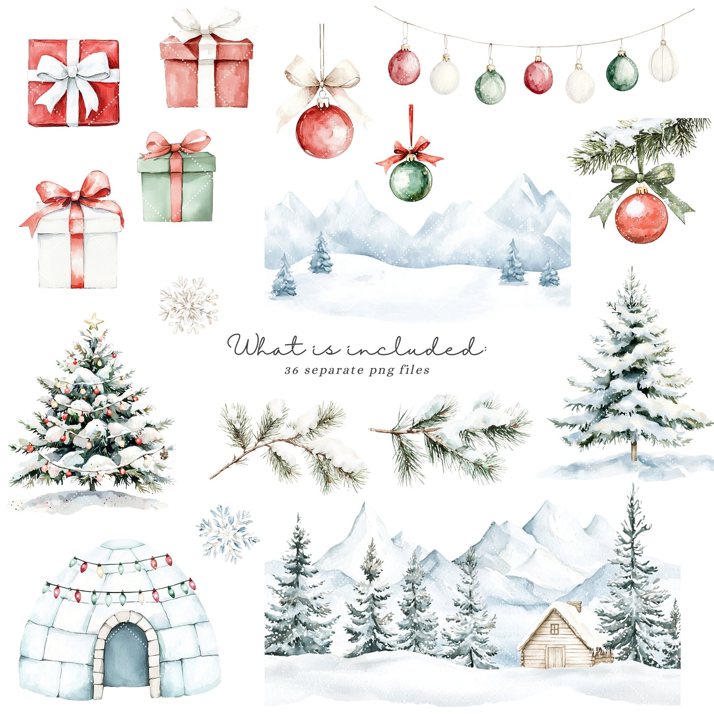 Polar Friends - Cute Arctic Animals, Christmas Babies Clipart, Winter | 36 PNG