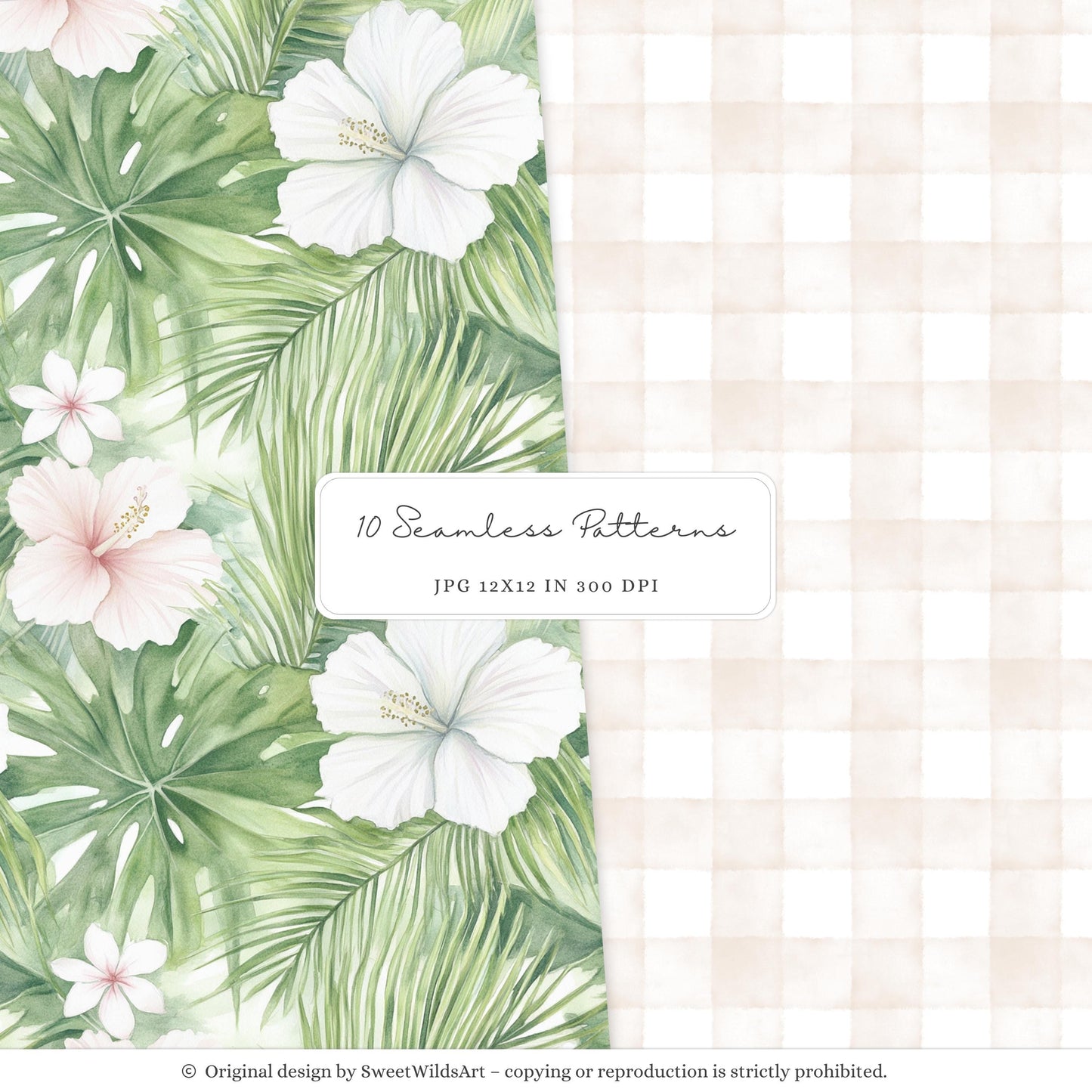 Vacation Vibe - Seamless Patterns, Tropical Beach, Ocean Baby Shower | 10 JPEG