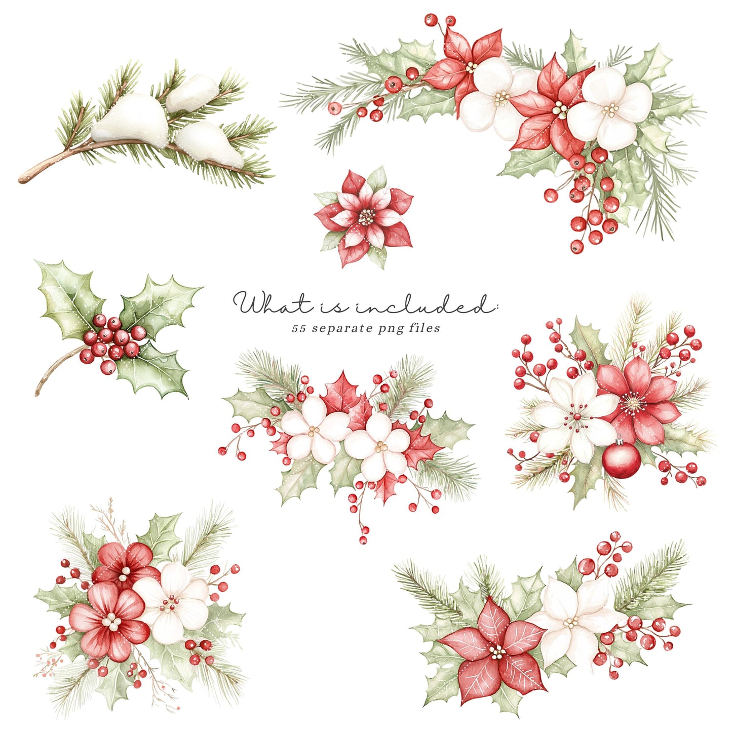 Sweet Xmas - Cute Christmas Clipart, Santa Claus, Elves, Holiday, Winter | 55 PNG