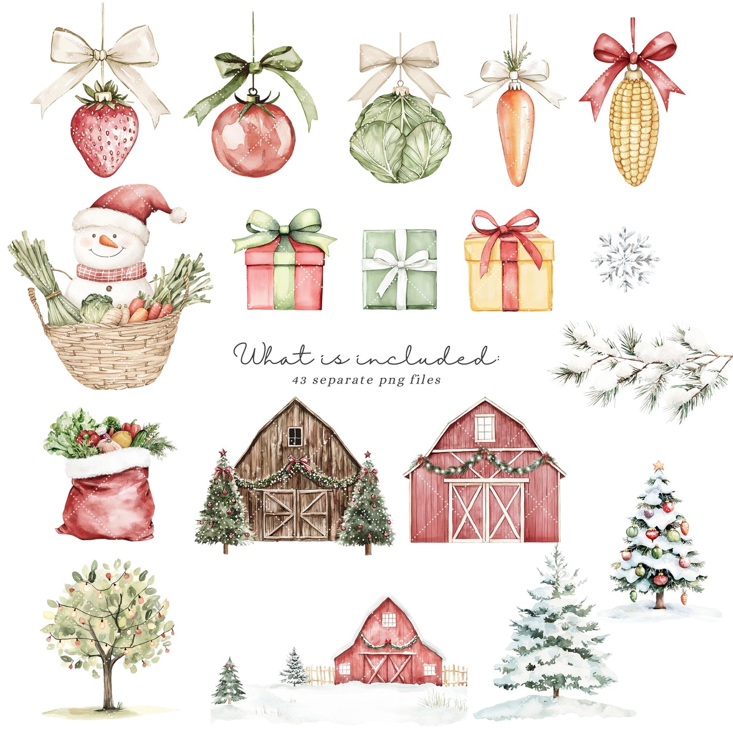 Farm Friends - Cute Xmas Animals, Christmas Babies Clipart, Winter Baby | 43 PNG