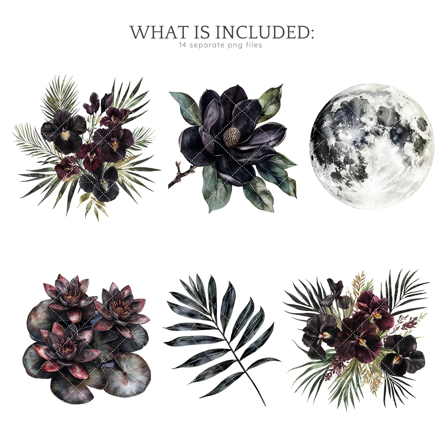 Gothic Summer - Floral Arrangements, Moody Botanical Clipart | 14 PNG
