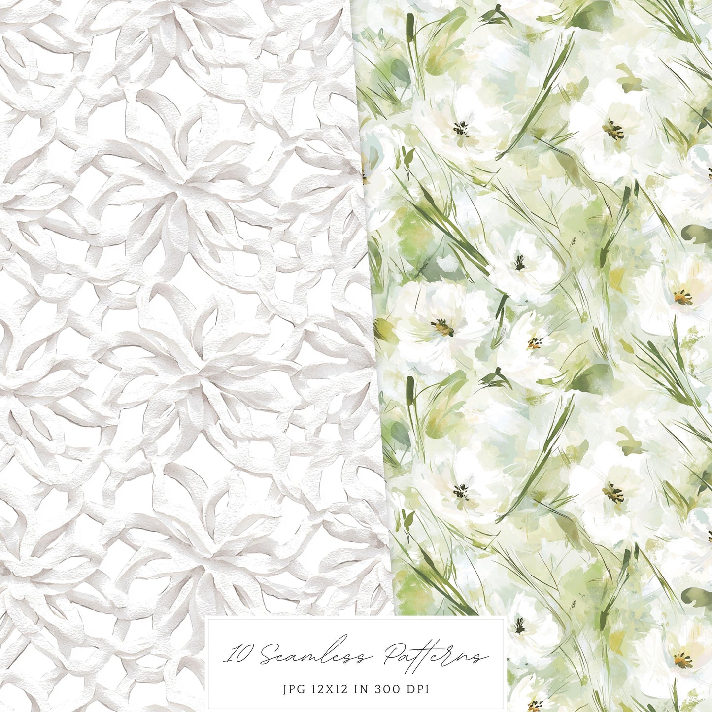 Coastal Serenity - Seamless Patterns, Beach, Neutral, Summer | 10 JPEG