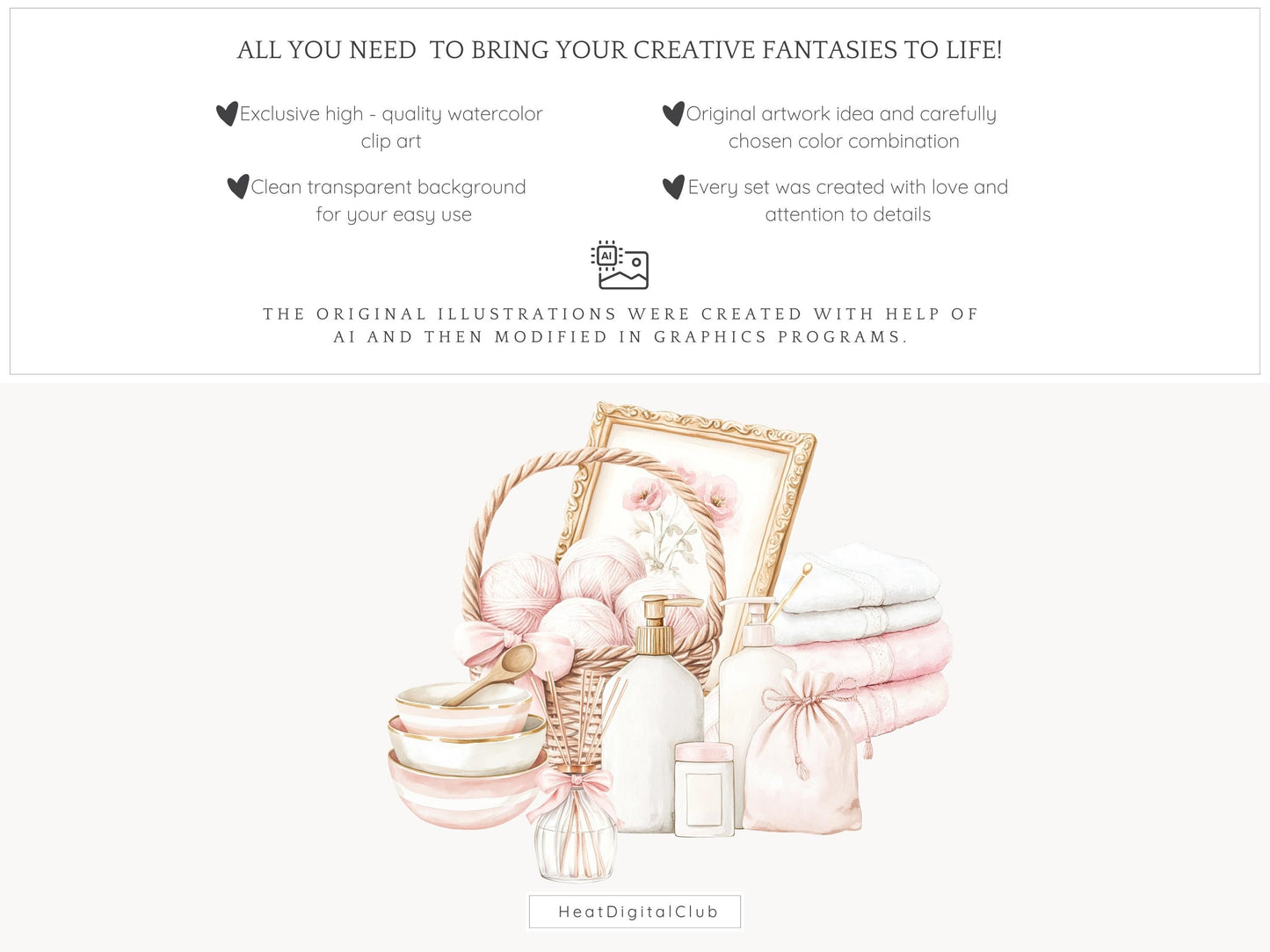Spring Home - Cozy Spring, Pink Clip Art | 50 PNG