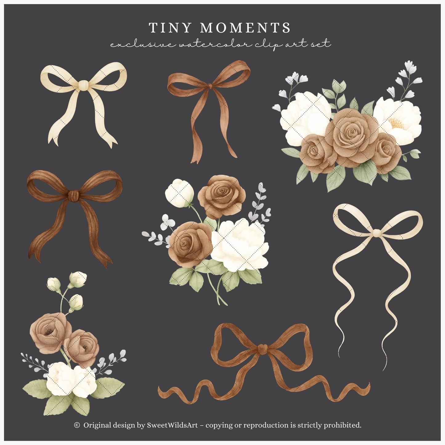 Tiny Moments - Floral Arrangements, Neutral Flowers, Beige Rose | 20 PNG
