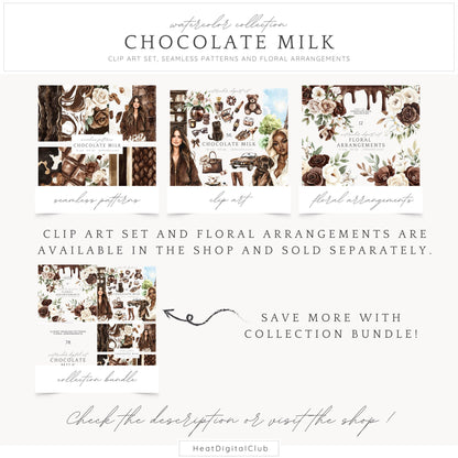 Chocolate Milk - Seamless Patterns, Cowhide, Leather, Knitted | 10 JPEG