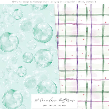 Modern Ariel - Coral, Ocean Seamless Patterns | 10 JPEG