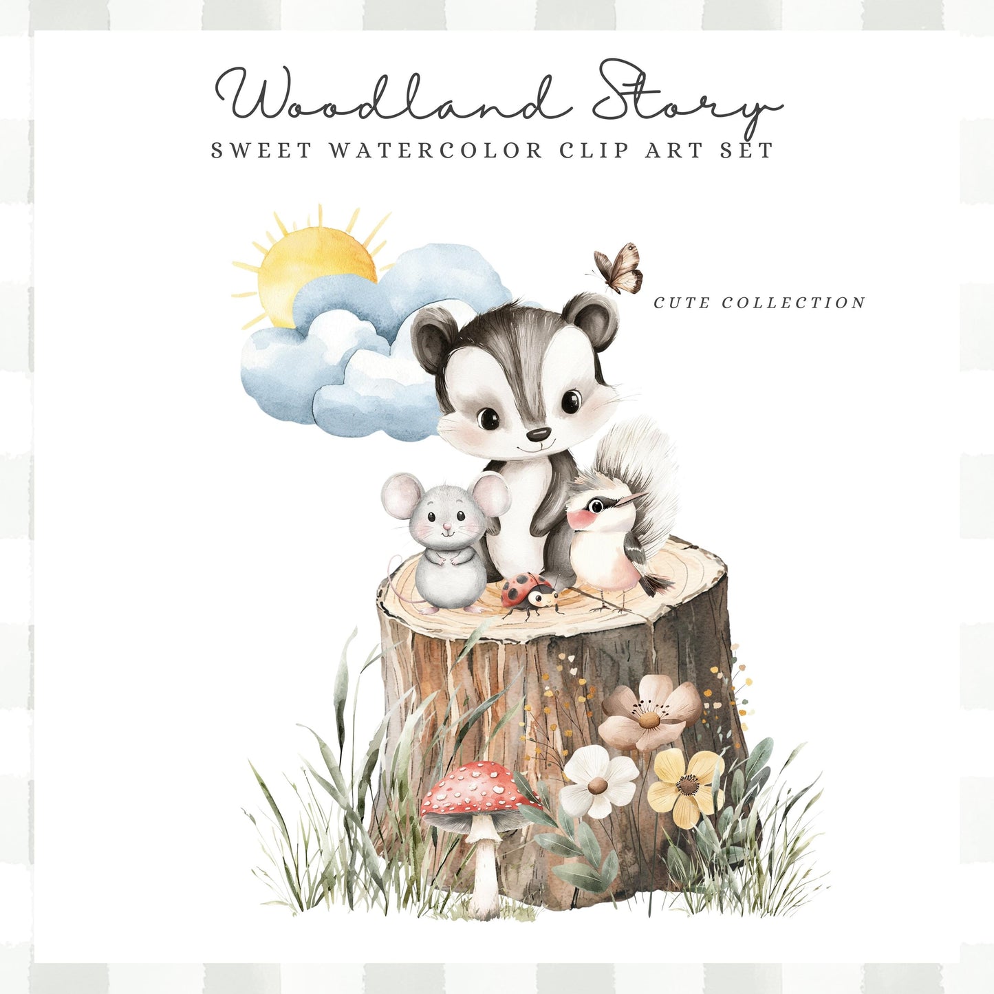 Woodland Story - Cute  Baby Animal Clipart, Baby Shower, Nursery | 58 PNG