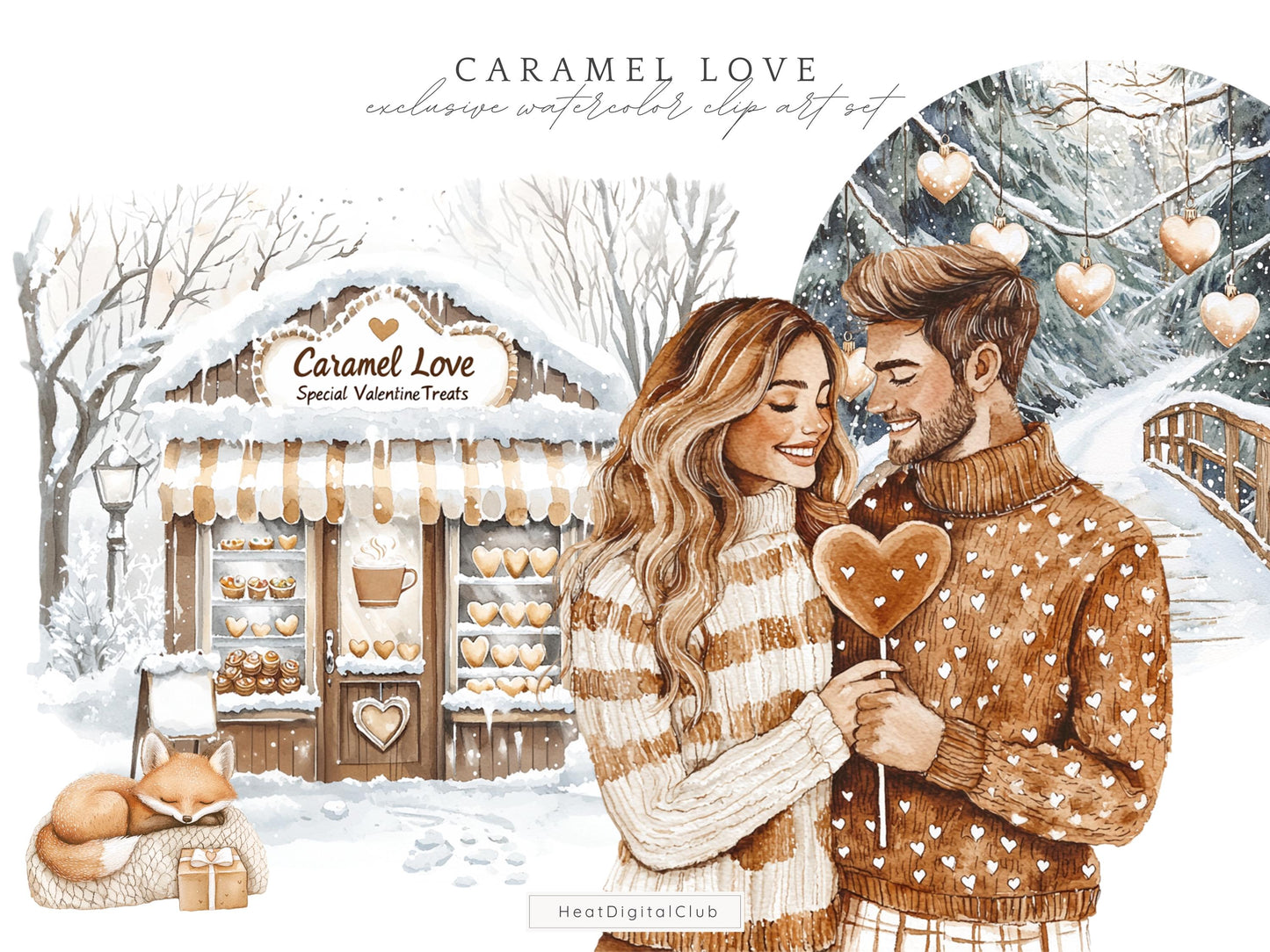 Caramel Love - Valentines Day Clipart, Romantic, Balloons | 53 PNG
