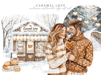 Caramel Love - Valentines Day Clipart, Romantic, Balloons | 53 PNG