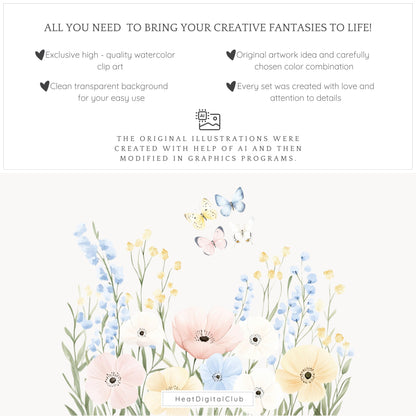 Spring Planner Lover - Floral Arrangements, Pastel Flowers | 12 PNG