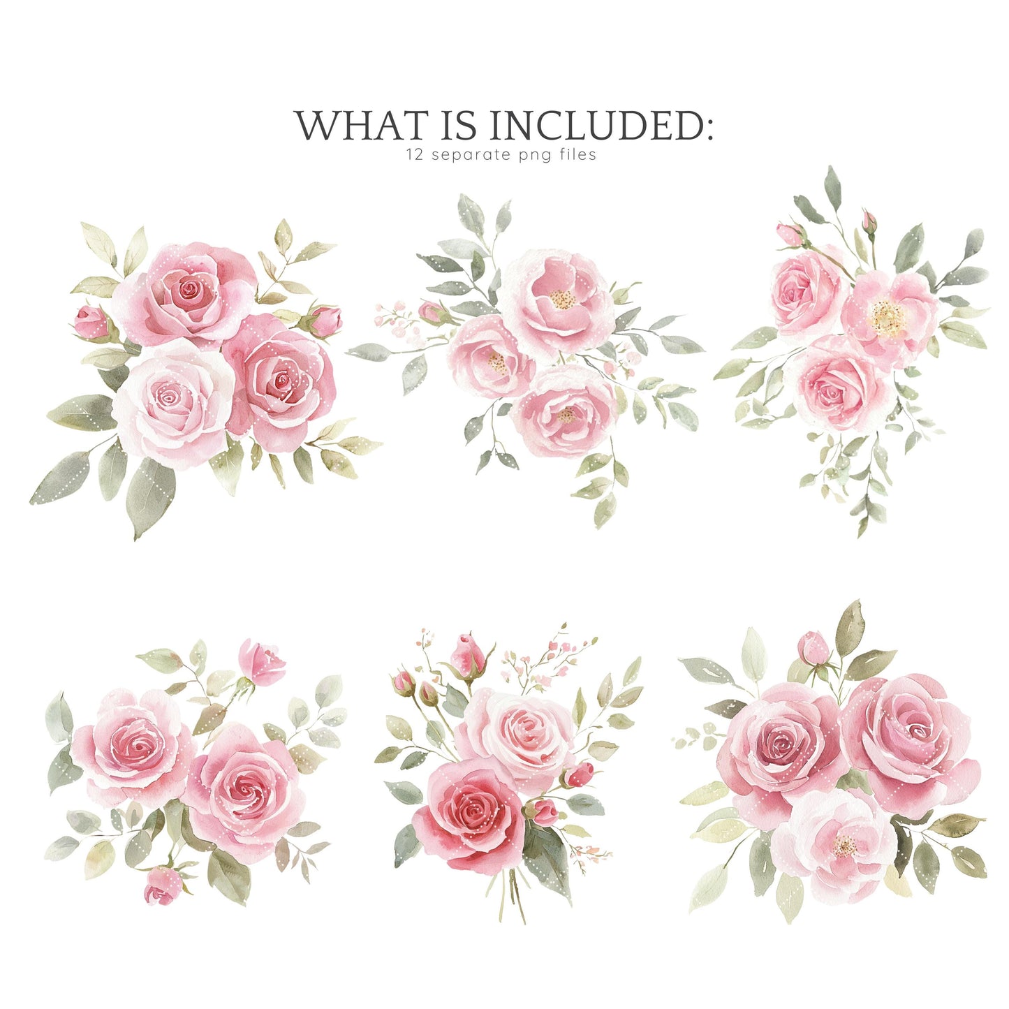 Amour Amour - Valentines Day Floral Arrangements Clipart, Pink Roses | 12 PNG