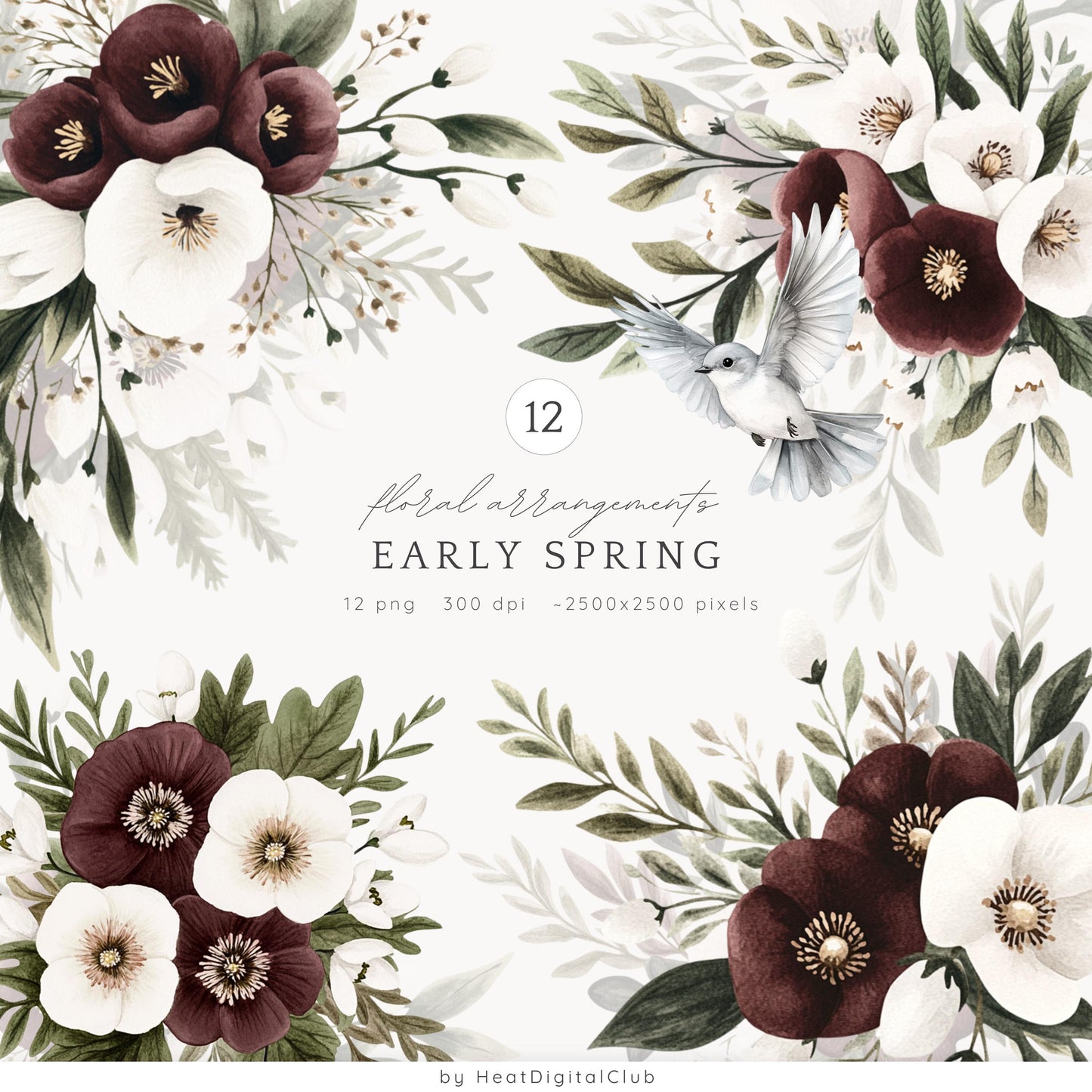 Early Spring - Collection Bundle, Gloomy Cozy Clipart | 72 PNG/JPEG