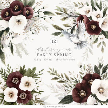 Early Spring - Collection Bundle, Gloomy Cozy Clipart | 72 PNG/JPEG