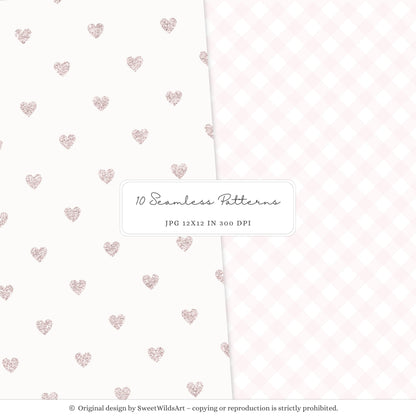 Sweet Fairyland - Seamless Patterns, Pastel Fairy Garden, Pink Floral | 10 JPEG