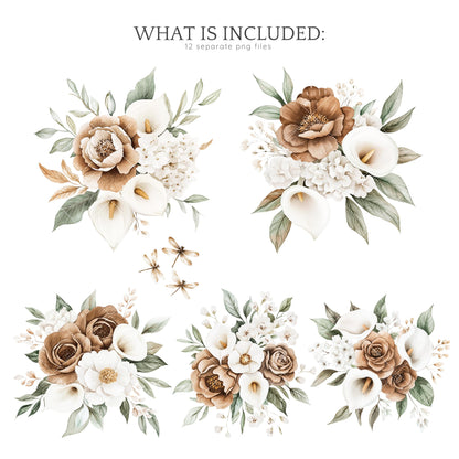 Mocha Spring - Floral Arrangements, Gentle Calla Lillies | 12 PNG