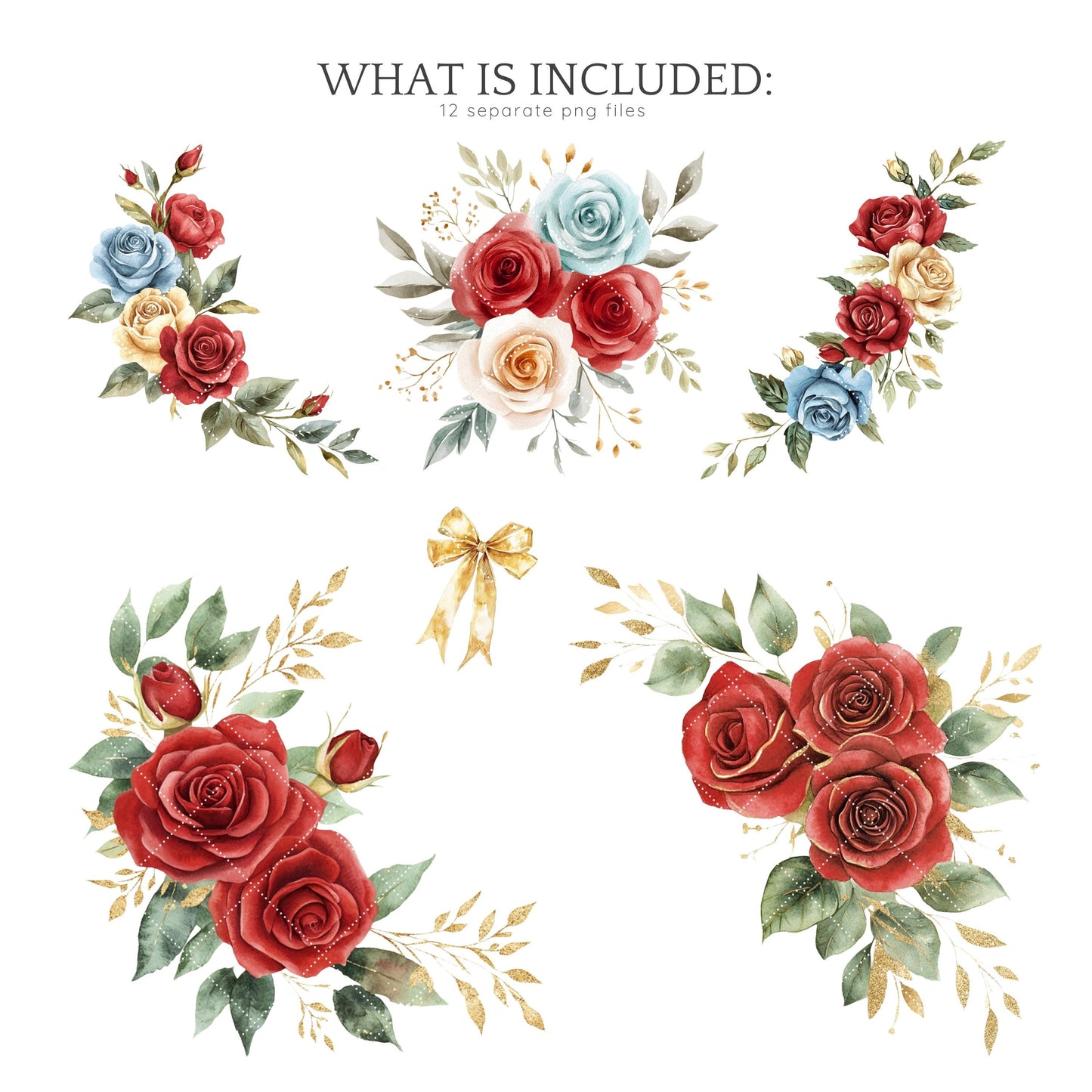 Belle's Modern Tale - Floral Arrangements ClipArt, Red Roses | 12 PNG