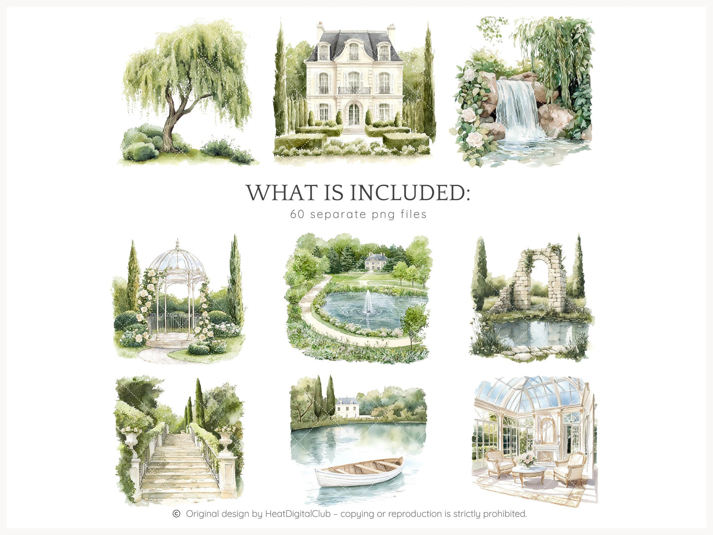 Summer Château - Elegant, French, Country Clipart Set | 60 PNG