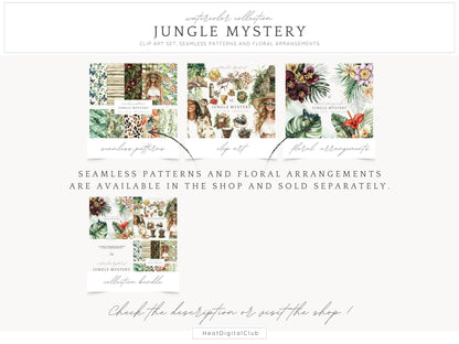 Jungle Mystery - Travel Clipart, Tropical, Summer Safari | 52 PNG