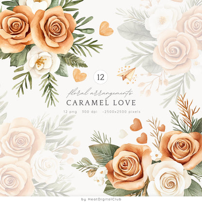 Caramel Love - Collection Bundle, Valentines Day Clipart, Romantic | 75 PNG/JPEG