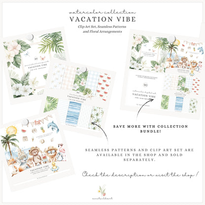 Vacation Vibe - Floral Arrangements, Summer Tropical Floral, Vacation | 20 PNG