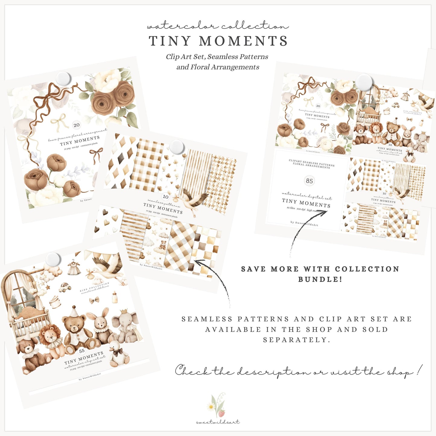 Tiny Moments - Floral Arrangements, Neutral Flowers, Beige Rose | 20 PNG
