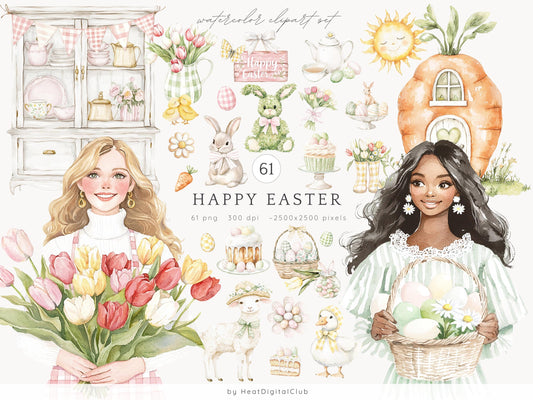 Happy Easter - Clipart, Eggs, Cottage, Cute Spring | 61 PNG
