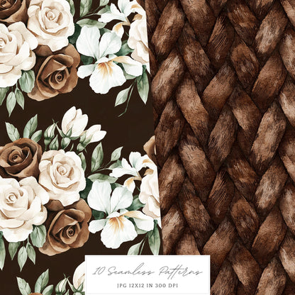 Chocolate Milk - Seamless Patterns, Cowhide, Leather, Knitted | 10 JPEG