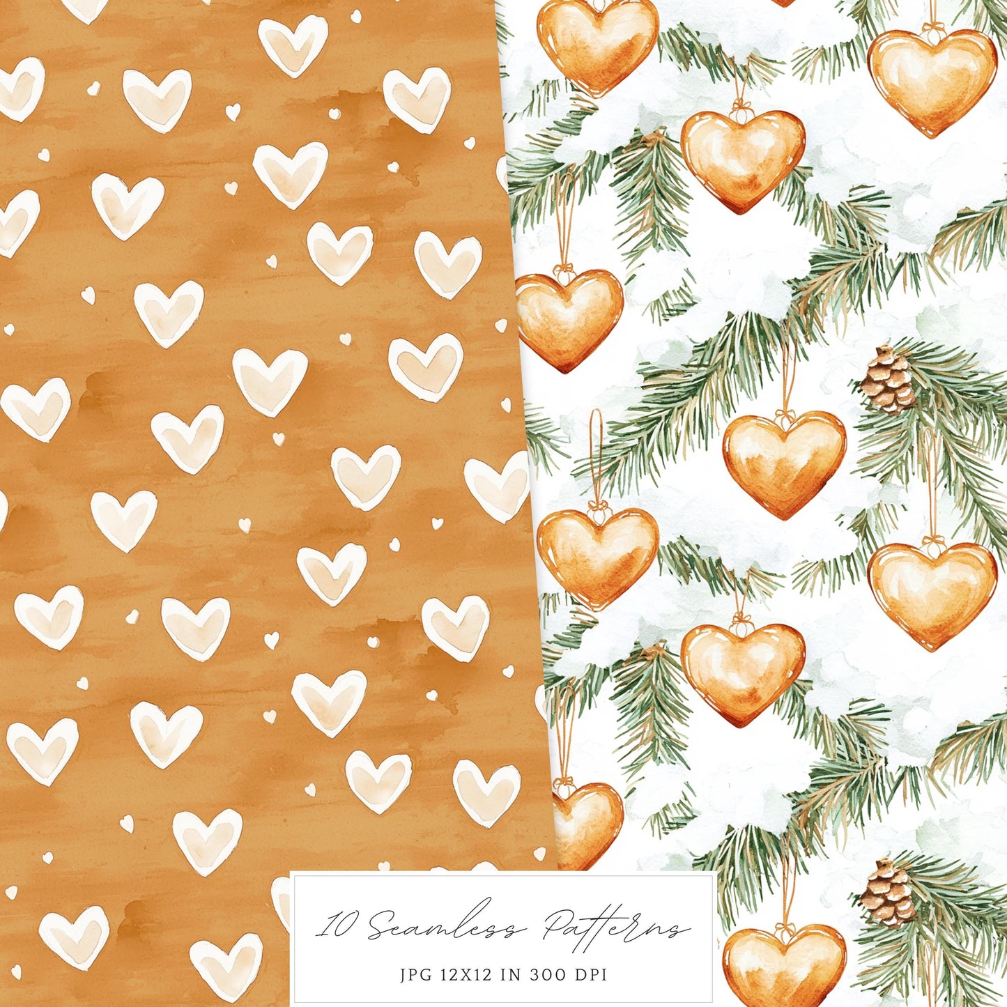 Caramel Love - Valentines Day Seamless Patterns, Romantic | 10 JPEG