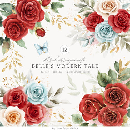 Belle's Modern Tale - Collection Bundle, Beauty and the Beast | 76 PNG/JPEG