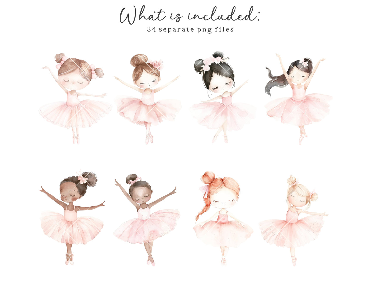 Little Ballerina - Swan Lake Clipart, Pink Ballet, Dusty Pink Flowers | 34 PNG
