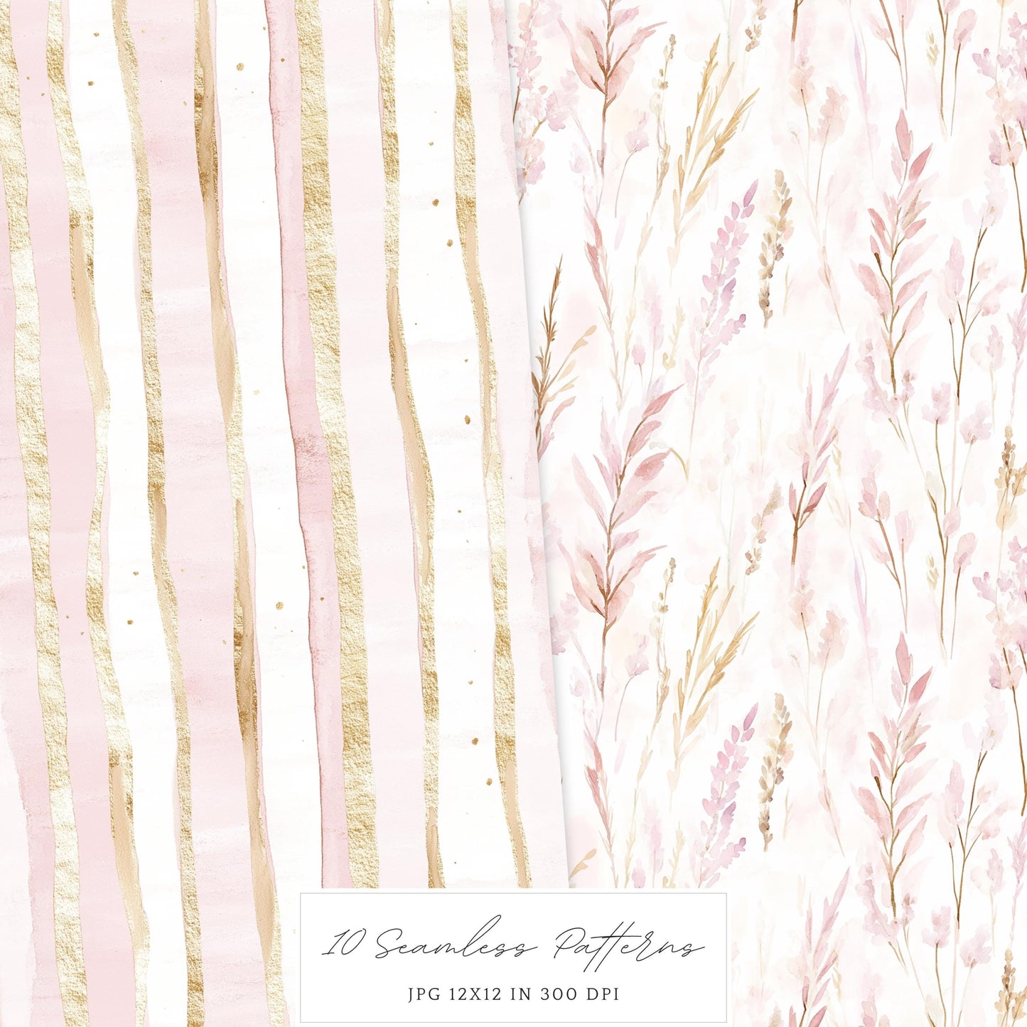 Spring Home - Seamless Patterns, Floral, Pink, Spring | 10 JPEG