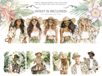 Jungle Mystery - Travel Clipart, Tropical, Summer Safari | 52 PNG
