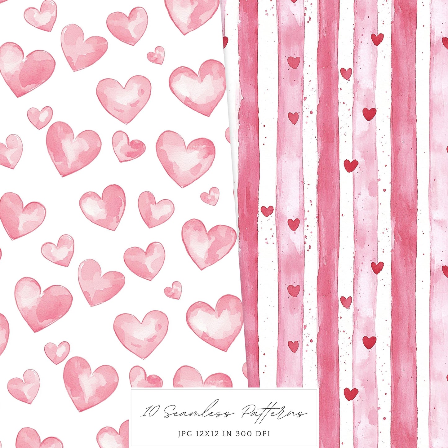 Amour Amour - Valentines Day Seamless Patterns, Love, Romantic | 10 JPEG