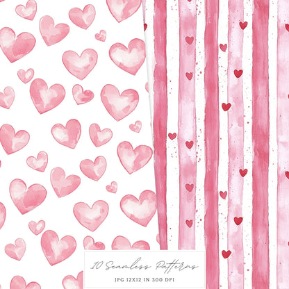 Amour Amour - Valentines Day Seamless Patterns, Love, Romantic | 10 JPEG