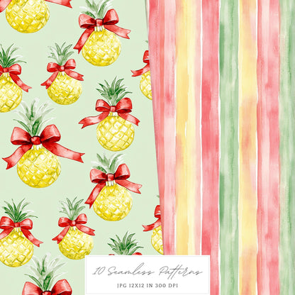 Hula Holidays - Seamless Patterns, Hawaiian Christmas, Ocean | 10 JPEG