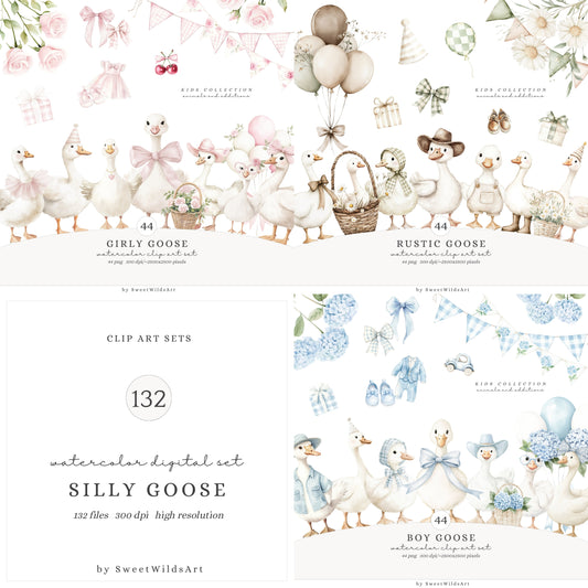 Silly Goose - Collection Bundle, Baby Shower, Spring Vintage Cottagecore | 132 PNG