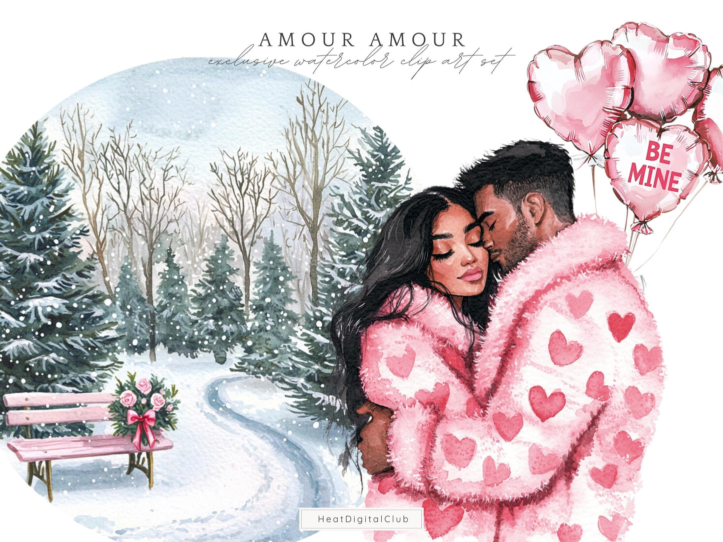 Amour Amour - Valentines Day Clipart, Romantic, Love, Balloons | 56 PNG