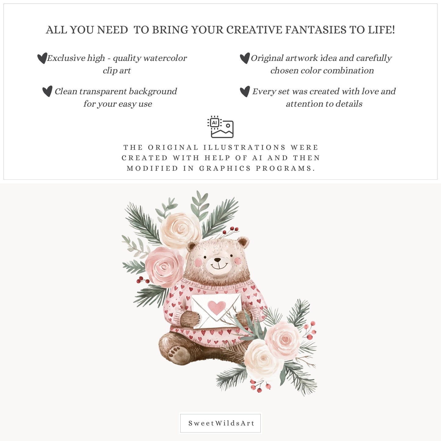 Woodland Valentines - Woodland in Love, Baby Animal Clipart, Cute Baby Shower | 40 PNG