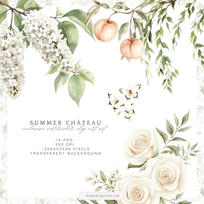 Summer Château - White Cream Roses Floral Arrangements | 14 PNG