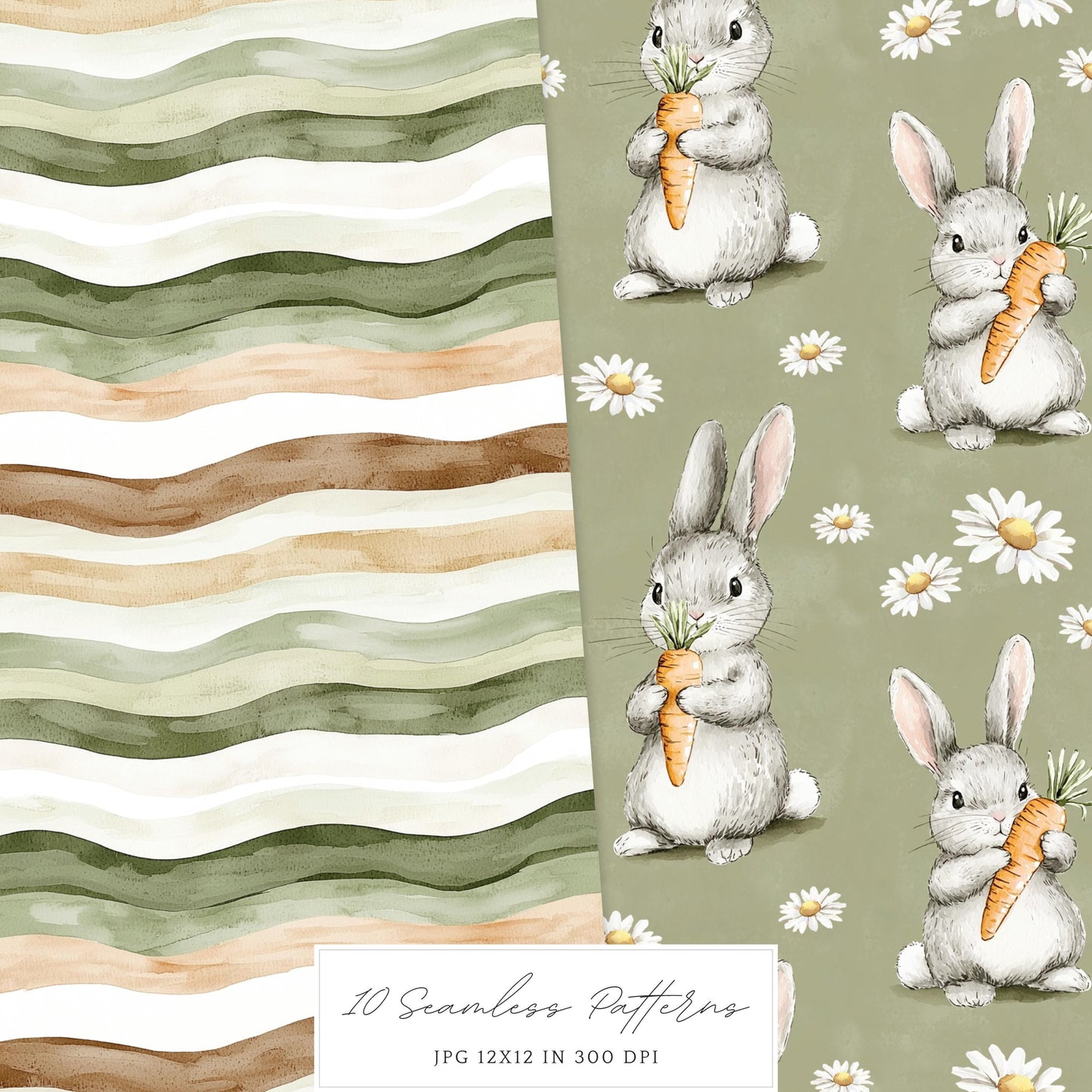 Countryside Easter - Seamless Patterns, Floral, Spring | 10 JPEG