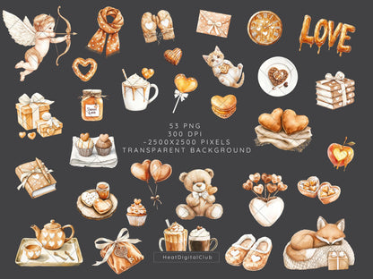 Caramel Love - Valentines Day Clipart, Romantic, Balloons | 53 PNG