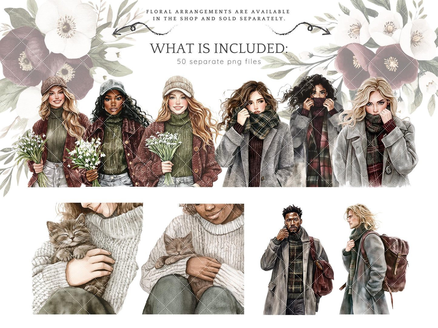 Early Spring - Clipart, Gloomy Cozy, Moody Cute Spring | 50 PNG