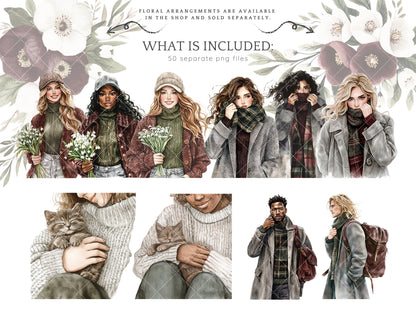 Early Spring - Clipart, Gloomy Cozy, Moody Cute Spring | 50 PNG