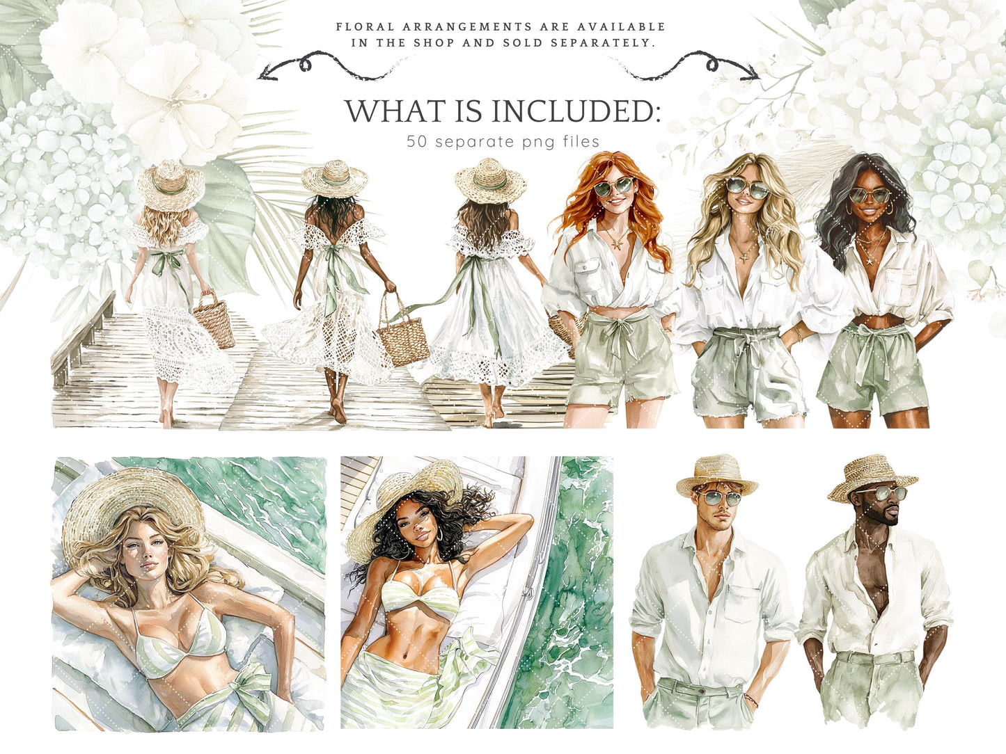 Coastal Serenity - Beach Time Clipart, Neutral Summer | 50 PNG
